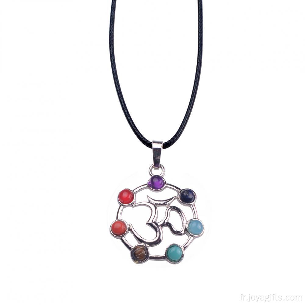 Cage pendentif couleur 7 Chakra pierres précieuses Yoga pendentif en argent en gros