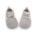 Real Suede Leather Grey Baby Oxford Shoes Wholesale