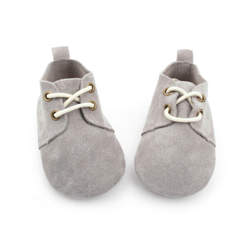 Oxford Shoes for Boys Real Suede Leather Grey Baby Oxford Shoes Wholesale Manufactory