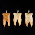 Yellow Jade Tooth Necklace for Women Men Handmade Craved Stone Teeth