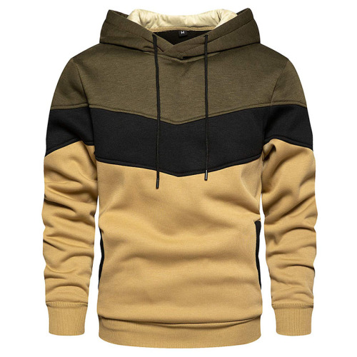 Bloque de color novedoso de hombres sudadera con capucha de vellón