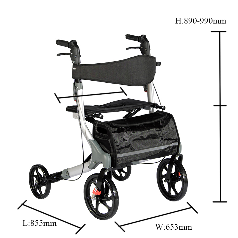 Delux Medical Walking Aid Mobility Walker Rollator med mjuk vadderad säte