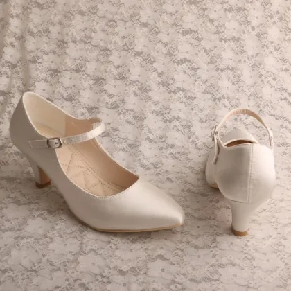 Womens Pointed Toe Mid-Heel Mary Janes