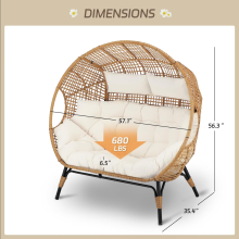 Outdoor Patio Egg Basket Chair with Iron Frame