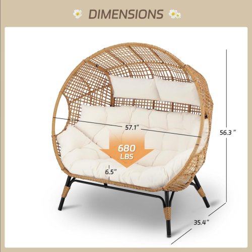 Outdoor Patio Egg Basket Chair with Iron Frame