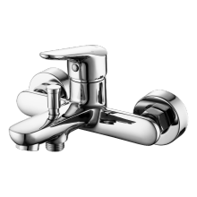 Economic single lever bath mixer for exposed installation