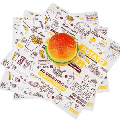 Custom Printed Burger Sandwich Parchment Wrapping Paper - Anti-Oil