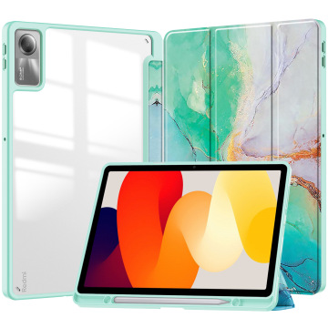 เคสการออกแบบหินอ่อนด้านหลังอย่างแรงสำหรับ Redmi Pad SE 11 นิ้วพร้อมที่ยึดดินสอ