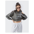 Women's Printing Cropped Hollow out Hoodie