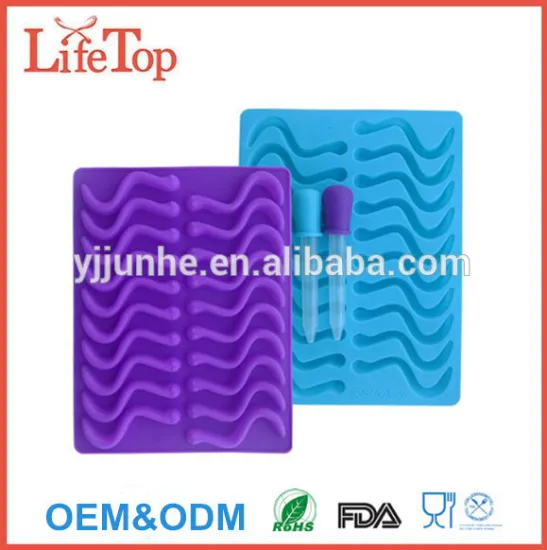 Custom 2 Pack Silicone Gummy Worm Mold With 2 Droppers