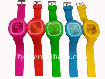 Colorful silicone rubber jelly watch for women