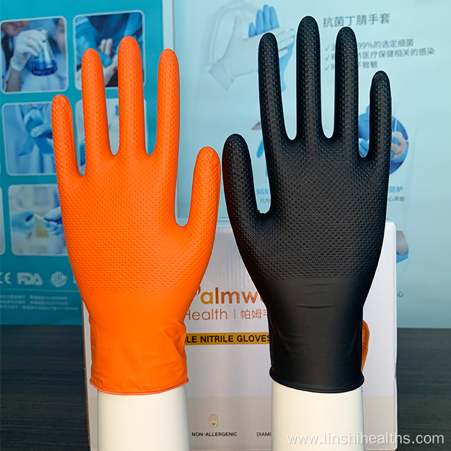 Heavy Duty Disposable Diamond Textured Nitrile Glove