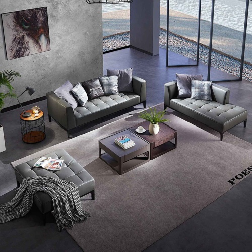 sala de estar de 7 plazas sofás de cuero genuino