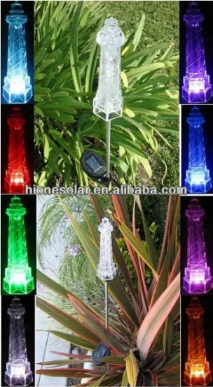 Solar Power Lighthouse Garden Decor Stake Color Change Yard LED Light