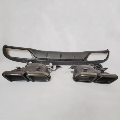 Black Rear Diffuser Exhaust Pipe Tips for Mercedes-Benz C-Class W205 Sedan