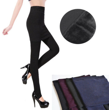 Winter Colored Cotton Velvet Plus Seamless Leggings with Skirts 9112