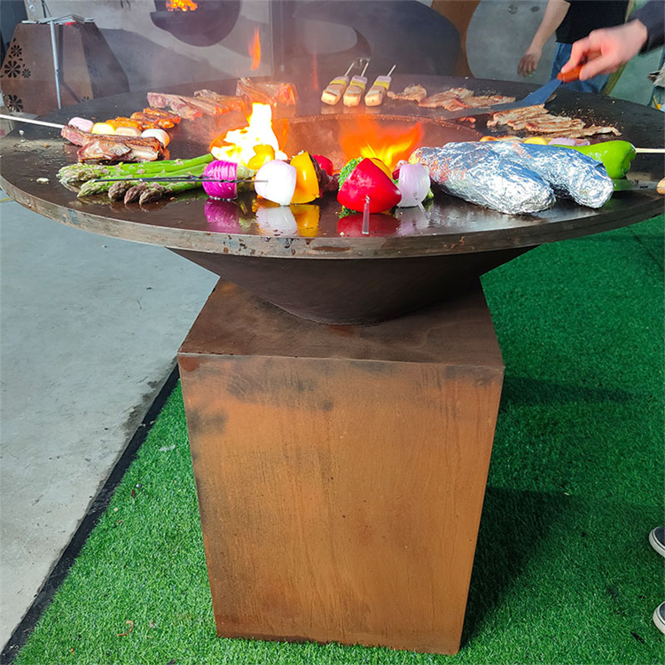 Outdoor rust corten steel grill barbecue grill