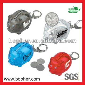 mini plastic coin bank keychain