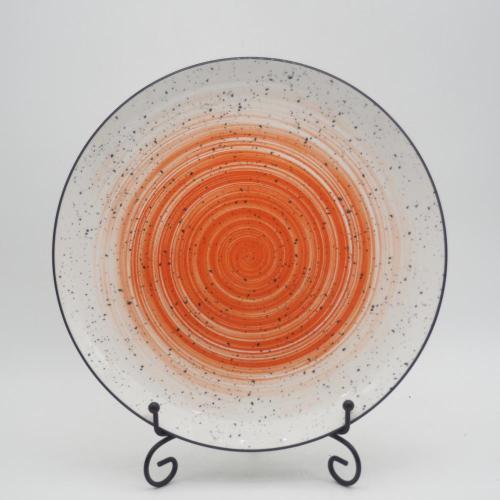 Dîner en porcelaine pour la vaisselle orange en céramique peinte à la main de luxe