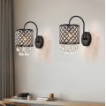Erelina Dimmable Black Iron Crystal Armed Sconce