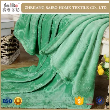Plain dyed Green 3D embossing softtextile flannel blanket