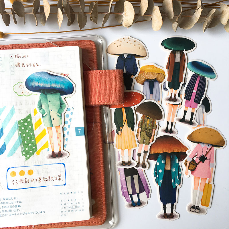 12Pcs/Lot Retro Cartoon Mushroom Head Person Stickers DIY Craft Scrapbooking Album Journal Happy Planner Decorative Stickers