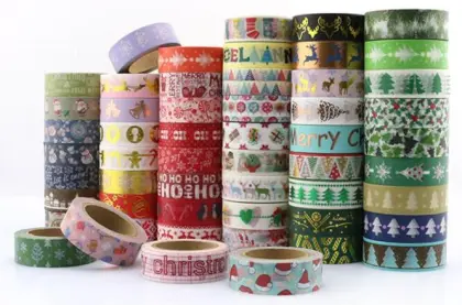 washi tape, printed gold foil washy tape wholesale, decoration washy tape for handmade DIY, assorted design washi tape