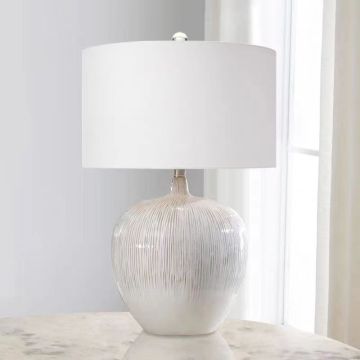 Classic Handmade White Ceramic Table Lamp for Living Room and Bedroom