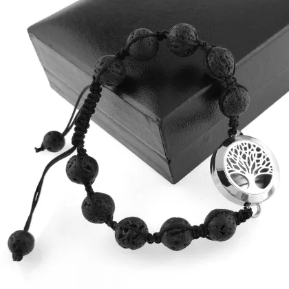 Adjustable lava bead diffuser locket bracelet