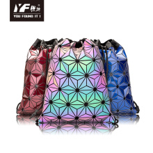 Geometric sequin for teenage girls backpack drawstring bag