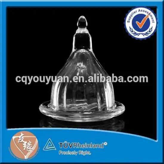 High quality decoration round glass cake stand with removable dome