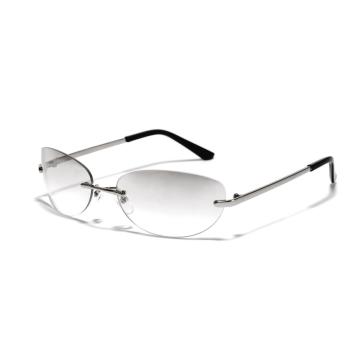 Mode -futuristische Sonnenbrille Vintage INS Trendy Simple Design Rahmenlose Sonnenbrille UV400 Metall Randless Shades