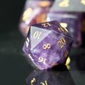 Pure Natural Gemstone DND Dice Set with Case, 7PCS Handmade Real Stone Dice Set for Dungeons and Dragons Tabletop Games