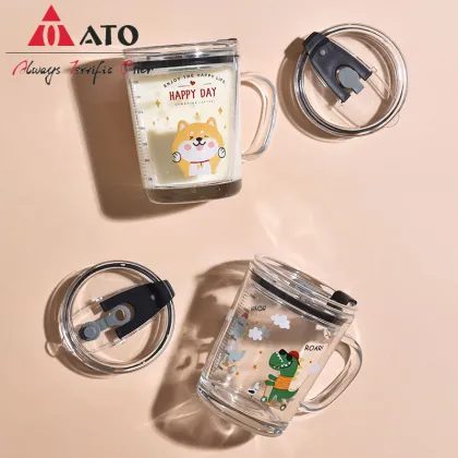 12oz 16oz cartoon breakfast milk glass drinking mug