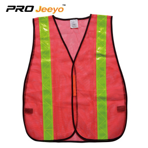 Yellow mesh warning safety vest with PVC tape