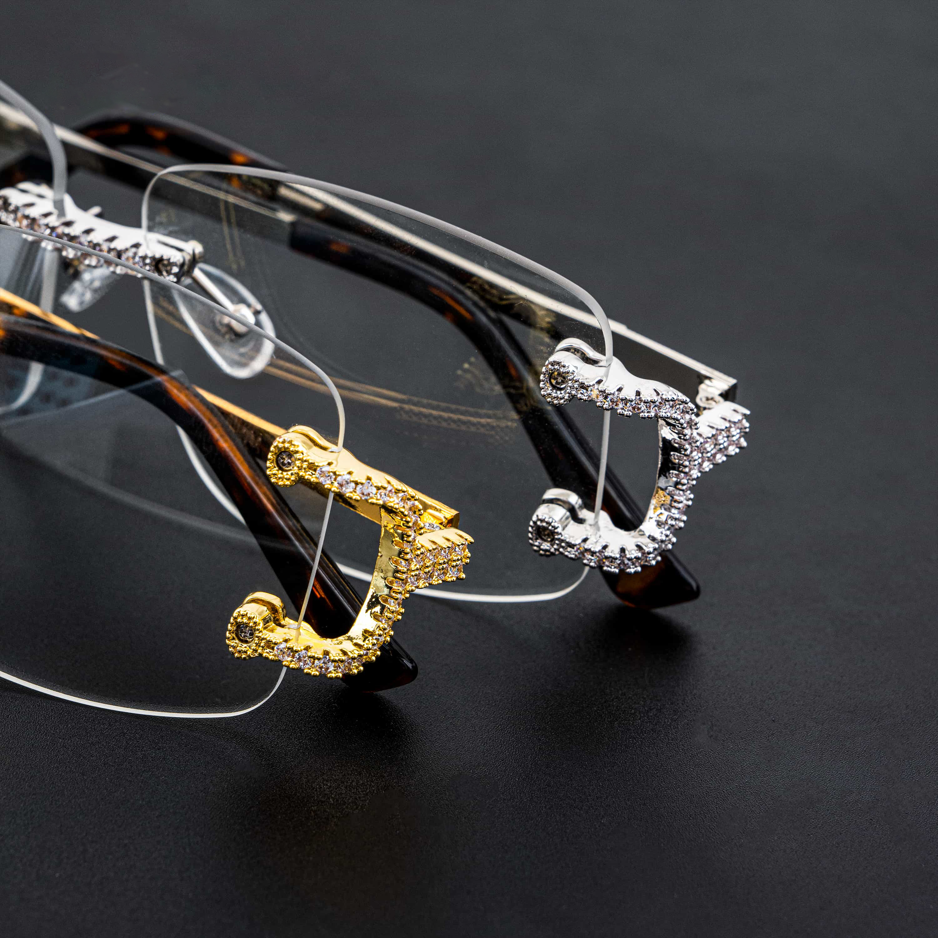 Fashion Rimless Diamond Glasses (2)