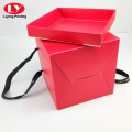 Foldable Paper Handle Gift Box With Grosgrain Ribbon