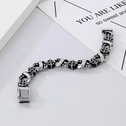 KALEN 220mm Gothic Punk Stainless Steel Links Bracelet