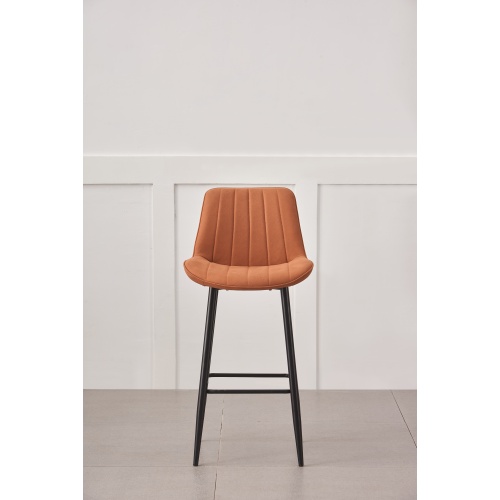 Taburete ergonómico de bar naranja con tela tecnológica transpirable