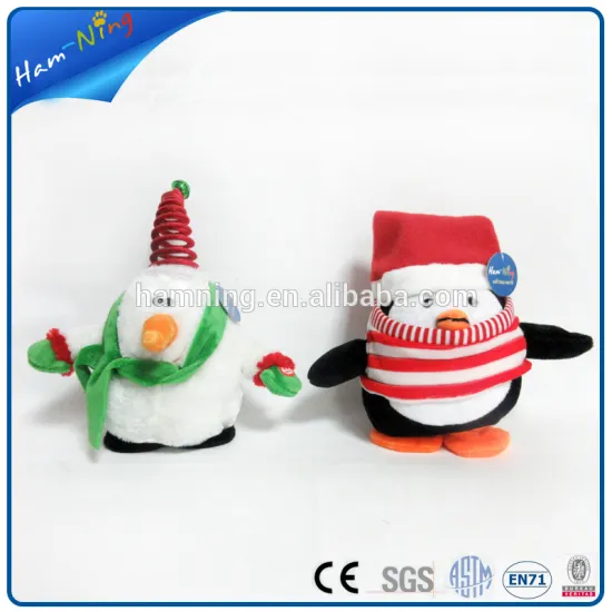 28cm wholesale christmas decorations walking snowman and penguin toy gift with christmas hat