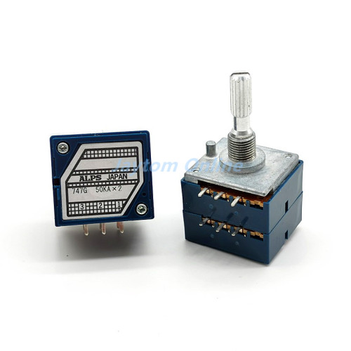 ALPS RK27 Double Volume Potentiometer 10KA 20KA 50KA 100KAx2 Dual Unit 6Pins Plum Shaft Rotary Switch