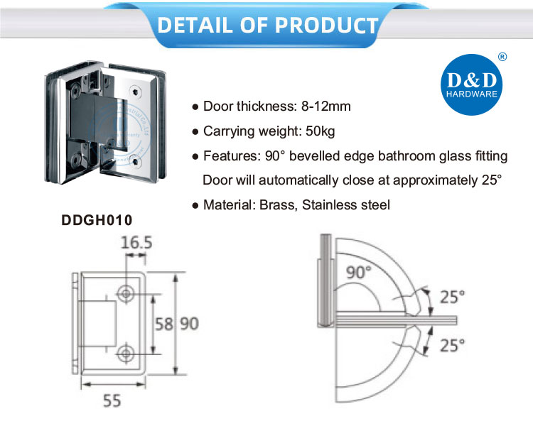 shower glass hinges