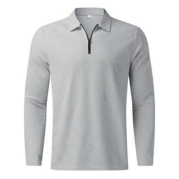 European and American Autumn Zipper Long Sleeved Polo Shirts for Men