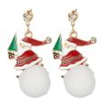 Women Christmas Dangle Earrings Set Snowflake Santa Claus Sock Girls Fashion Simple Hairball Drop Ear Rings Jewelry