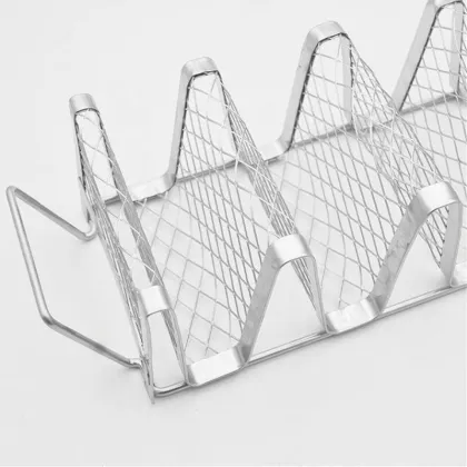 Black Food Grade Taco Plate Shells Oven & Grill Safe Easy Access Handle Each Taco Rack