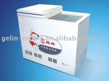 Double folding door freezer refrigerator 256L