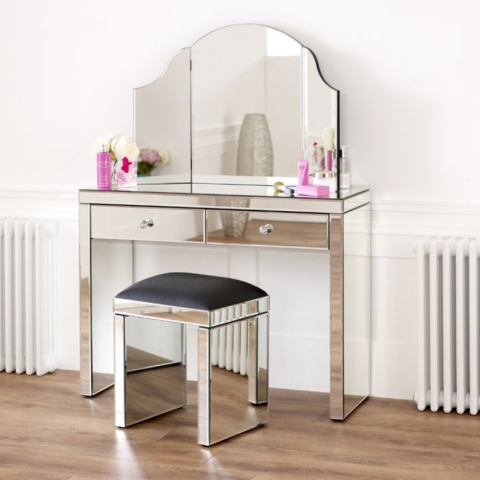 Venecian Mirrored 2 cajones Vanity Mirror Set