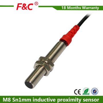 F&C M8 Sn1mm 12V-24V dc NPN type inductive proximity sensor with CE