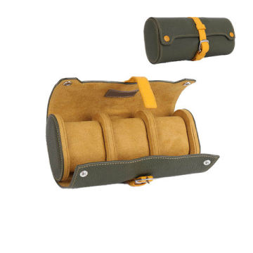 Nappa leather wrist 3 watches case roll organizer