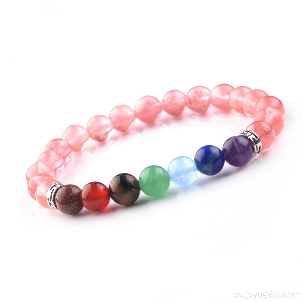 2016 Moda Urbana 7Chakra Piedra 8mm Tipo Material Granos sueltos Pulsera de Streth